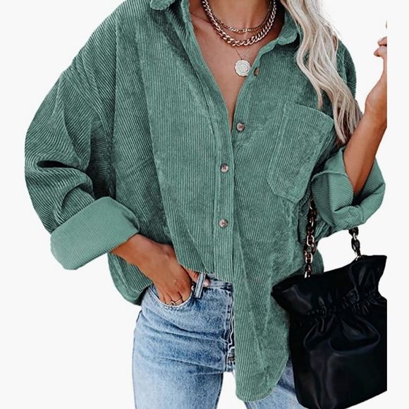 Corduroy button down boyfriend shirt - Picture 1 of 2